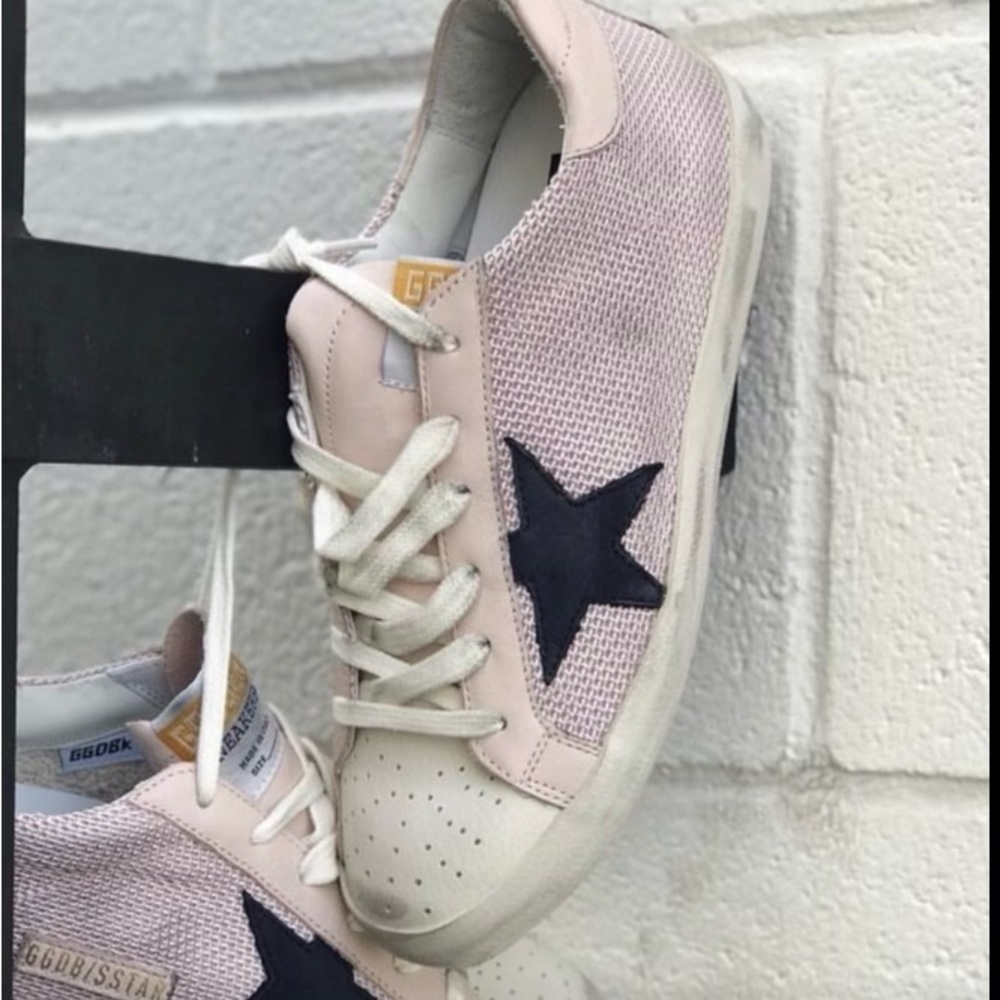 GOLDEN GOOSE PINK DISTRESSED SNEAKERS NAVY STAR | ORIGINAL BOX & DUST BAG